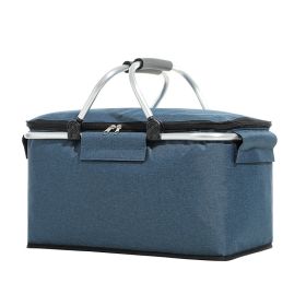 Outdoor Folding Picnic Bag Fruit Basket Thermal Storage Basket (Color: Blue)